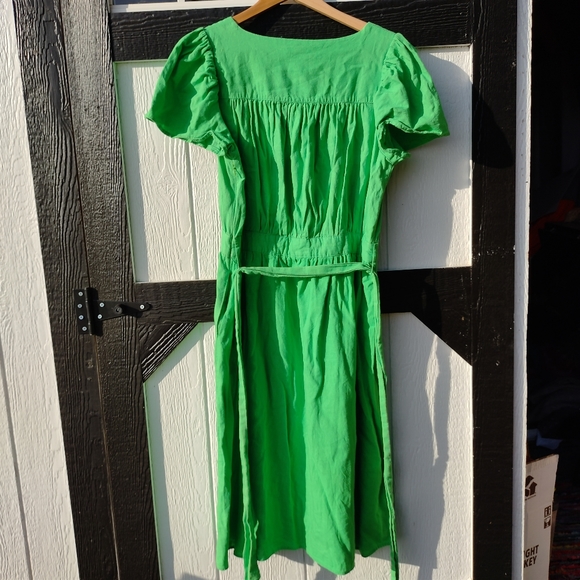 Who What Wear Green Linen Blend Dress - Picture 4 of 14
